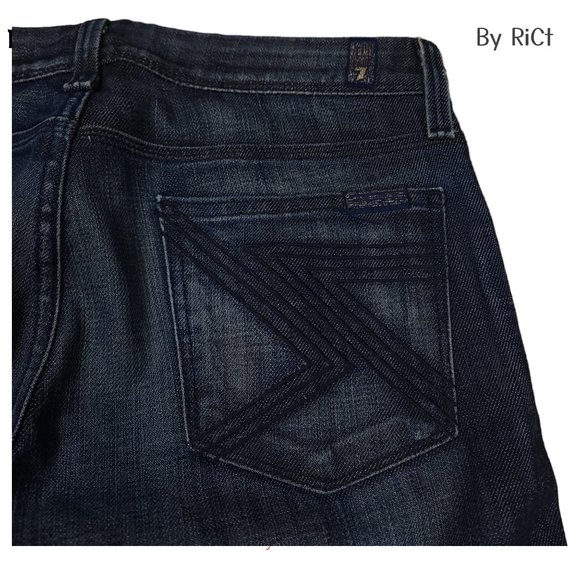 7 For All Mankind Flynt Bootcut Women's Jeans Size 27x30 Flare Low Rise Zip Blue - Picture 4 of 9